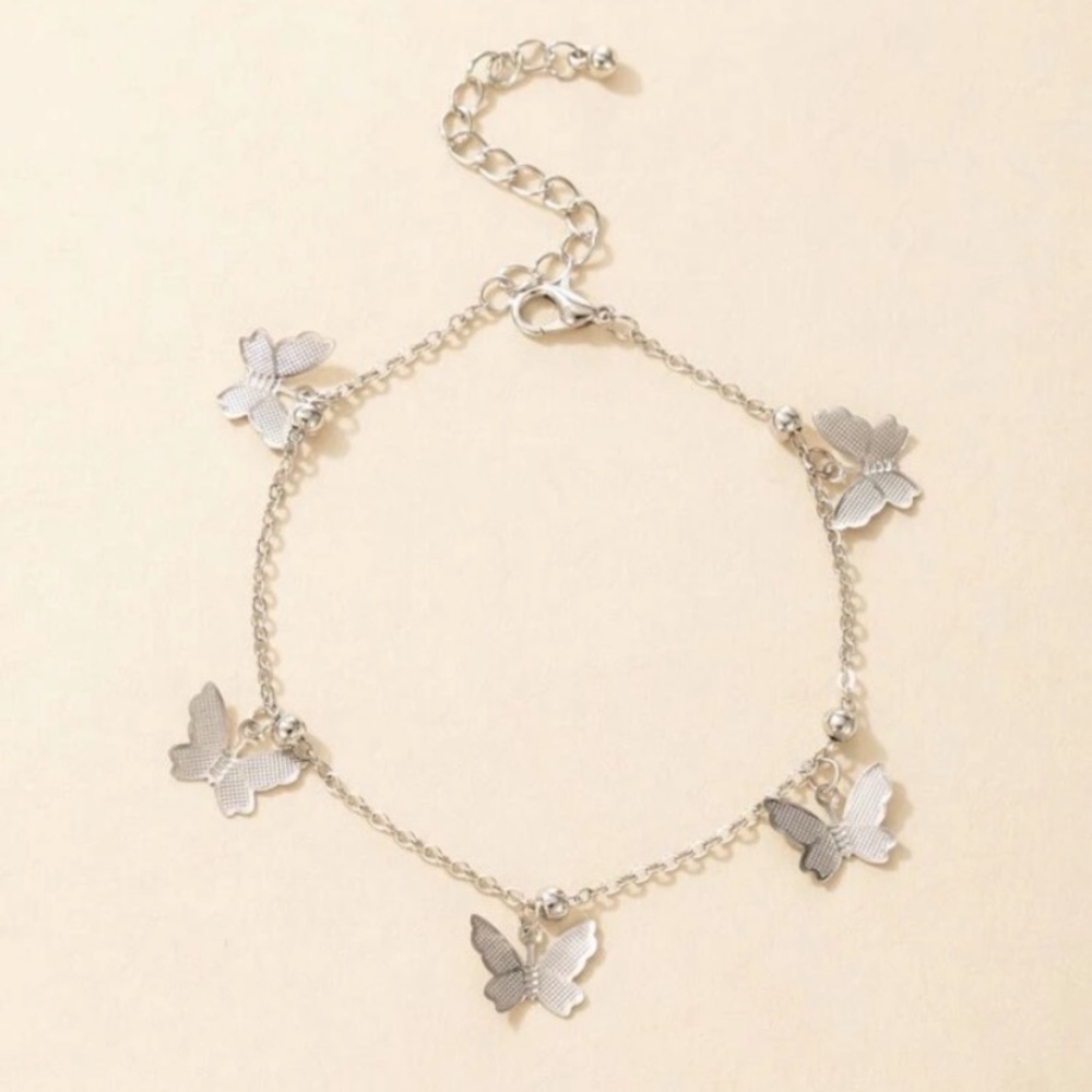 Butterfly charm chain anklet